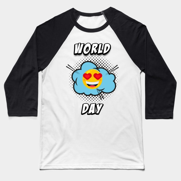 world emoji day Baseball T-Shirt by Dieowl